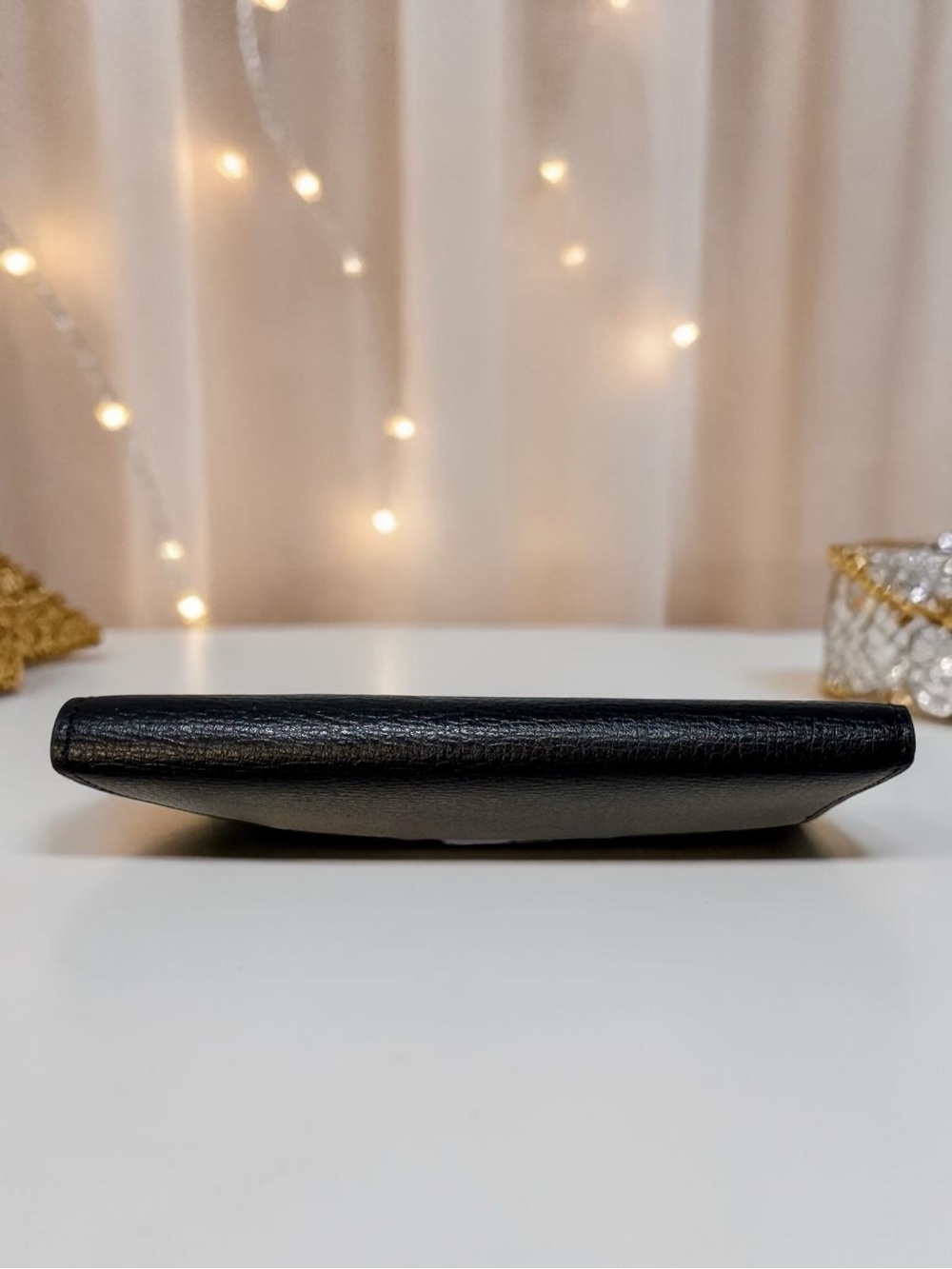 Karl Lagerfeld Paris Black Pebbled Leather Zip Wallet NWT ✨ Gold Hardware - Picture 4 of 7